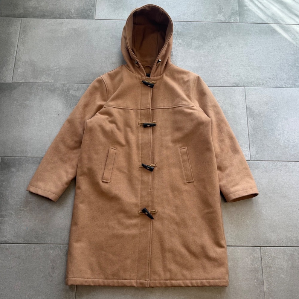 Vintage 90s Route 66 Wool Duffle Coat Hooded Toggle Trench Camel Tan XL